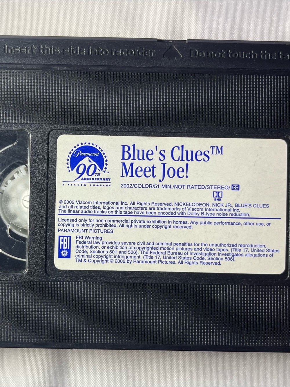 Blue’s Clues Meet Joe! VHS 2002 Nick Jr Black Tape Only No Case